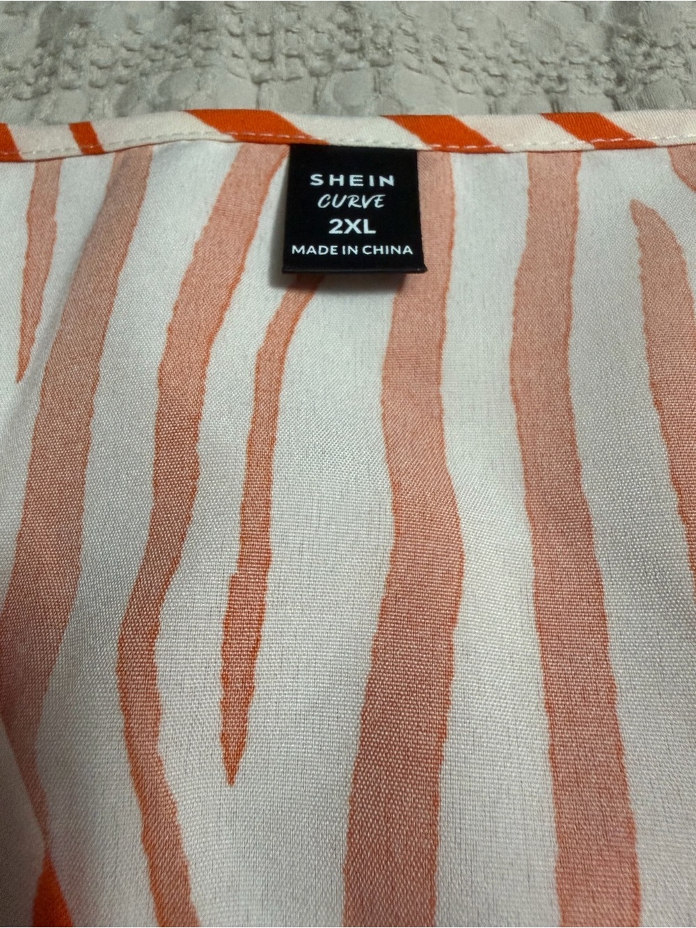 SHEIN Orange and White Zebra Print Wrap Dress - Picture 2 of 2